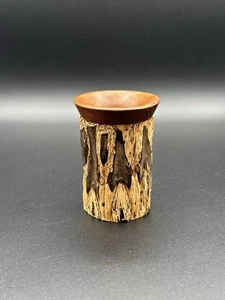 Hand Carved Wooden Container Pen Pencil Holder - Picture 1 of 8