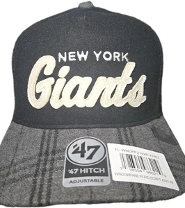 Neu Herren '47 Hitch Fensterscheibe kariert NFL New York Giants Mütze Druckknopflasche Wolle schwarz - Bild 1 von 8