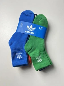 Adidas 6 Pairs Men's Shoe Size 8 - 12 Trefoil Brights Quarter Socks LARGE #183 - Picture 1 of 13