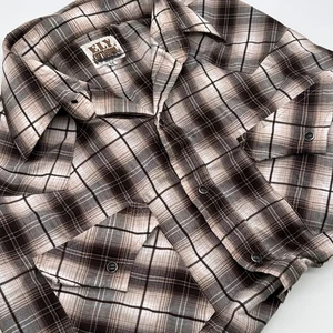 Ely Cattleman Pearl Snap Button Up Shirt Mens Medium Plaid Long Sleeve Western - Picture 1 of 9