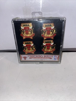 CHICAGO BULLS 4 Time NBA Champion Commemorative 4 Pin Set #3283/5000  (SEALED) - Image 1 of 2
