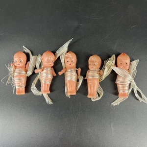 Lotto Vintage 5 Celluloide 2,75” Miniatura Giappone Braccia Snodate Kewpie Doll - Foto 1 di 16
