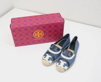Alpargatas planas Tory Burch para mujer con logotipo de mezclilla talla 6 Foto 1 de 2