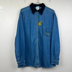 Vintage Dr. Seuss The Grinch Embroidered Denim Button Down Shirt Size XL - Bild 1 von 6