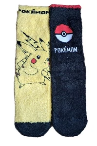 Pokemon Hausschuhe Socke Kuschelsocken Bettsocke 2 Paar Zippersohle - Bild 1 von 3