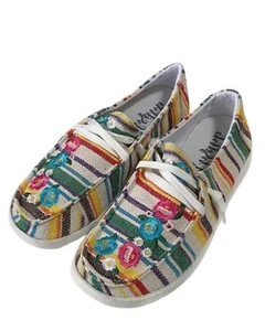 Gypsy Jazz women's stripe slip on sneakers Flo Multi - Picture 1 of 17