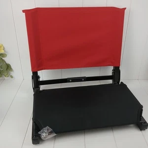 Stadium Chair Co. Heavy Duty Bleacher Seat Black & Red with Printable Back - Picture 1 of 10