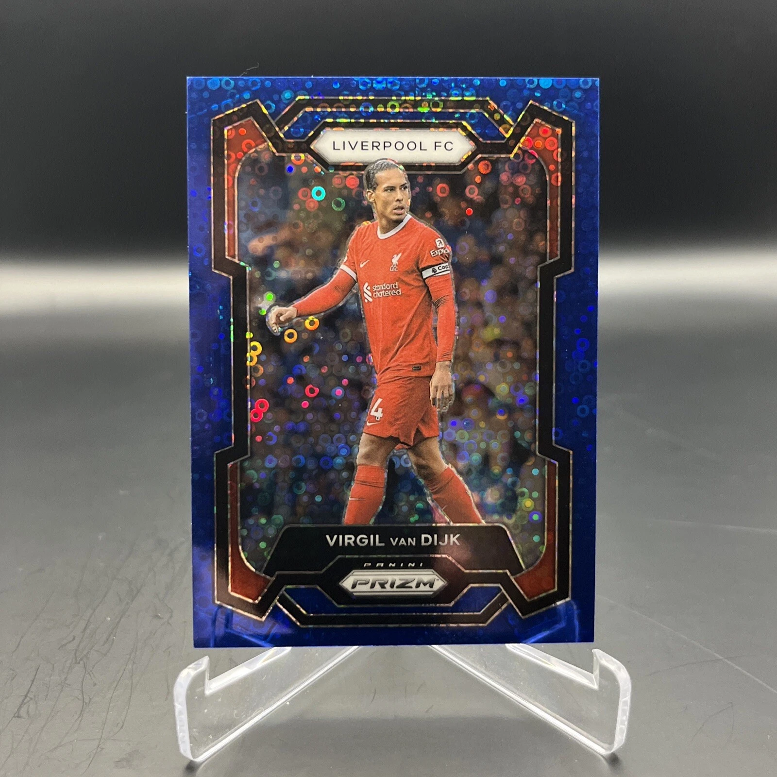 2023-24 Prizm Premier League Virgil Van Dijk Blue Disco 1/99 #81
