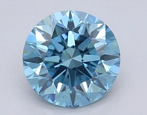 Blue Round 1.01 Cts Fancy Vivid Blue VS1 IGI Certified Lab Grown CVD Diamond - Picture 1 of 13
