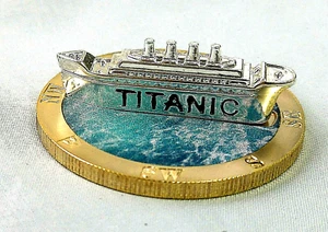 Titanic 3D Silber Schiff Goldmünze Kompass gesunken 1912 Ozeandampfer Film Kreuzfahrt Modell - Bild 1 von 12