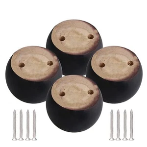 4pcs 40mm Height Brown Eucalyptus Wood Round Bun Furniture Feet Sofa Cabinet ... - Picture 1 of 9