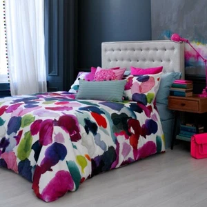 ZWEI Bluebellgrau ABSTRAKTE Kissenbezüge KING Shams handbemalt NEU mehrfarbig - Bild 1 von 1