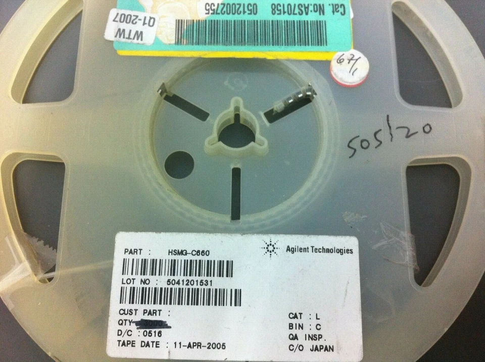 HSMG-C660 - AGILENT - 93 pcs LOT, LED GREEN DIFFUSED CHIP SMD R/A - Image 1 of 1