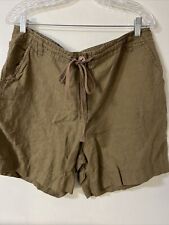 TALBOTS Size 14 Irish Linen Shorts  Brown Drawstring Pockets High Rise Chinos