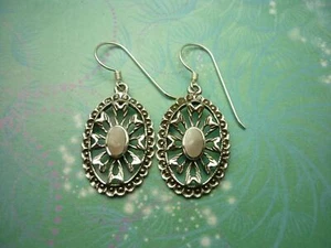 Vintage Sterling Silver Earrings - Pink Shell - Flower - 925 - Picture 1 of 2