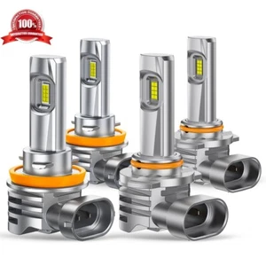 4X 9005 H11 LED Headlight Bulbs Combo 6500K High Low Beam Super Bright White O - Picture 1 of 8