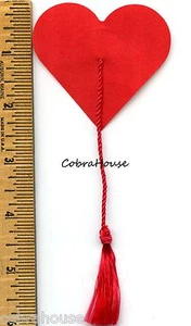 SEXY NIPPLE COVER RED Heart Pasties with RED Tassels 1 pair $11.95 retail - Picture 1 of 4