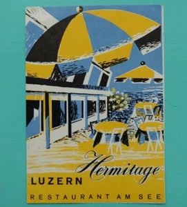 Vintage Small Pamphlet 1957 Hermitage Luzern Restaurant Am See Switzerland - Picture 1 of 2
