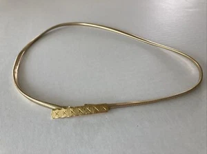 Vtg 80’s Gold Metal Skinny Stretch Belt Snake Coil Hook Closure S / M 30” - Picture 1 of 4