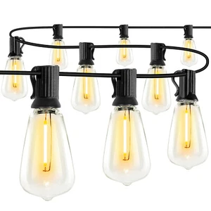 LED Outdoor String Lights, UL Listed Waterproof Patio Lights, ST38 Edison Bulbs - Picture 1 of 15