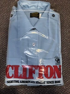 Supercamisa uniforme azul claro Clifton 17 1/2x36 bombero de policía con cremallera - Imagen 1 de 3