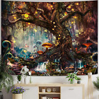 Fairy Tales Magical Forest Tapestry, Nature Tree of Life with Elves Landscape 36