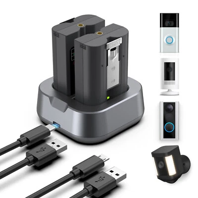 SHENMZ 2x V4 Battery+Charger for Ring Video Doorbell 2 3 3+ 4 Spotlight Camera Plus Pro