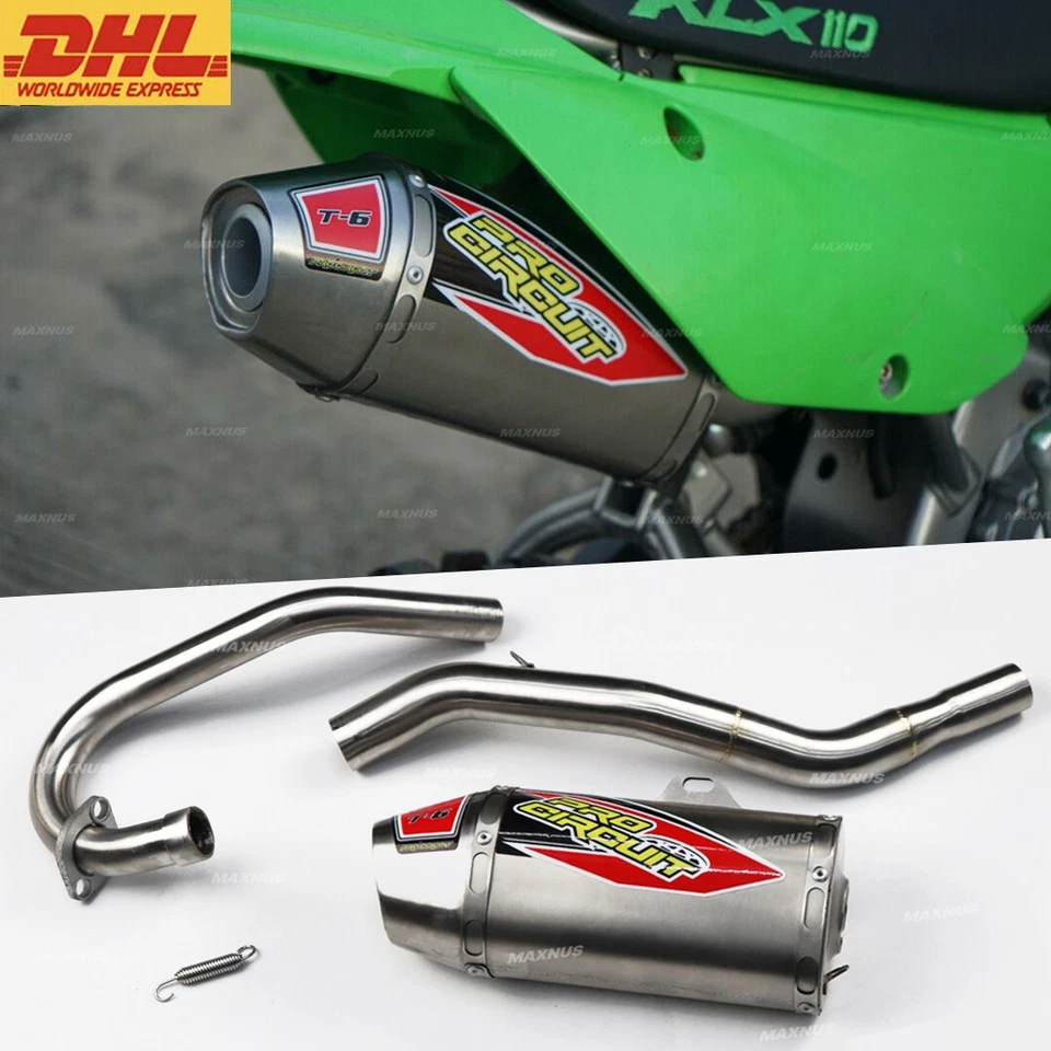 SET FULL SYSTEM EXHAUST MUFFLER RACING PIPE FOR KAWASAKI KLX110L-KLX110 (SILVER) Foto 1 de 4