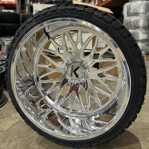 SET of 4 NEW 24x14 KG1 Trident Forged KF014 Polished Wheels 6x5.5 6x139.7 Chevy - Picture 1 of 2