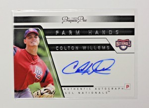 2006 TRISTAR PROSPECTS PLUS BASEBALL FARM HANDS COLTON WILLEMS AUTHENTIC AUTO C7