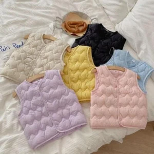 Autumn Winter Children Boys Girls Warm Vest Solid Cotton-padded Waistcoats Baby - Picture 1 of 30