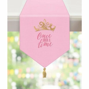 Disney Princess Once Upon A Time Party Supplies Fabric Table Runner Pink & Gold - Picture 1 of 2
