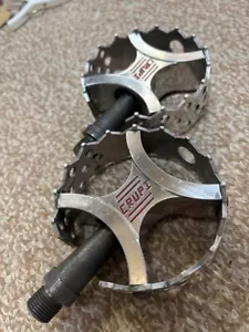 Crupi Mini Round Yeti BMX Pedals Old School Flat Used - Picture 1 of 4