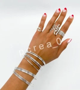 7 Set of bangles, Solid Sterling Silver bangle Thin Stacking bangle For Woman Y9 - Picture 1 of 6