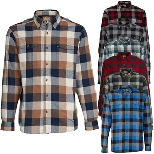 Mens Heavy Flannel Cotton Shirt Lumberjack Check Long Sleeve Plaid Casual Work - Picture 1 of 25