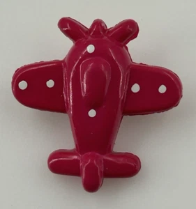 Vintage Pink Plastic Airplane Pin Brooch White Spots Taiwan Womens Kids Jewelry - Picture 1 of 5