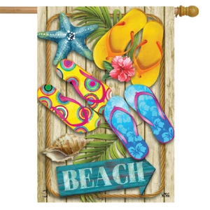 Flip Flops Beach Summer House Flag Nautical 28" x 40" Briarwood Lane - Picture 1 of 4