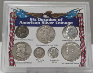 Juego de 7 monedas de plata americana seis décadas - Imagen 1 de 2