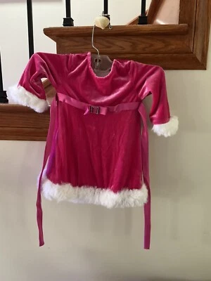 Bonnie Baby Girls Christmas Santa Dress Red Pink Velvet 12 Months * - Image 1 of 3