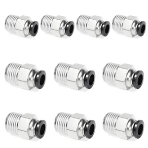 10x Male Straight OD 1/2" Tube x 3/8" NPT Thread Push In To Connect Air Fitting - Picture 1 of 7