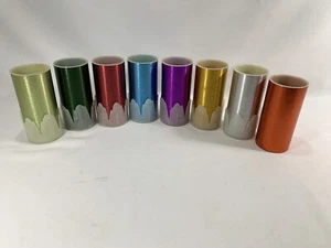 8 Vintage DELUXE PEACOCK TUMBLERS Aluminum Drinking CUPS w/Liners RETRO - Picture 1 of 20