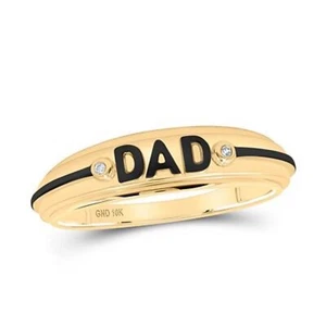 ANILLO BANDA PAPÁ DIAMANTE REDONDO ORO AMARILLO 10K .01 CTTW - Imagen 1 de 1