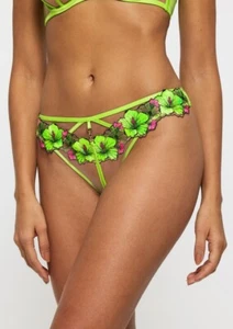 Ann Summers Caged Hibiscus Brazilian Knickers Lime Green - Sizes 8 to 22 RRP £17 - Picture 1 of 6