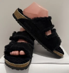 Birkenstock Arizona Shearling Women's Size EU42 US 11 Black Suede Sandals - Picture 1 of 9