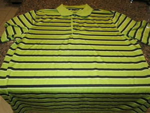 IZOD Cool FX Polo Shirt - Green With Black Stripes - Large - Picture 1 of 2