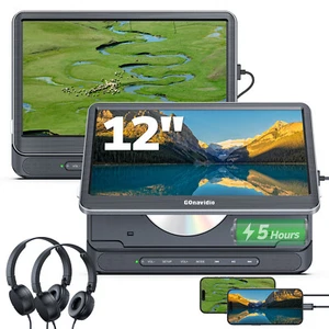 2x 12" HD Dual Screen Auto Kopfstütze DVD Player USB Rücksitz Monitor mit Akku - Bild 1 von 14