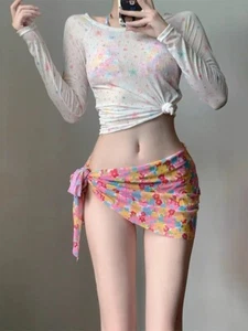 Swimsuit women's sexy bikini set of 4 gathered small floral split triangle - Picture 1 of 4