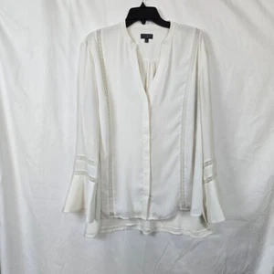 The Limited Womens Ivory Long Flared Sleeve Split Neck Chiffon Career Blouse XL - Picture 1 of 10