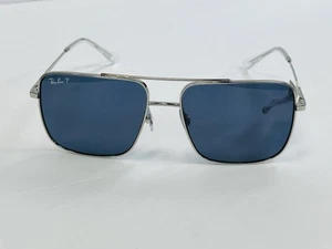 Neue Ray-Ban Sonnenbrille RB 3758 003/2V 56-16 silbernes Gestell blaue mit polarisierten Gläsern - Bild 1 von 8