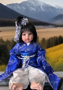 Seltene Fayzah Spanos Vinyl japanische Baby Mädchen Puppe LE 256/500, 2001, 26 Zoll - Bild 1 von 24